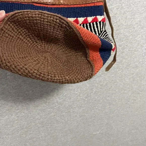 Woven Sisal Crossbody Shoulder Bag Womens Handmade Leather Strap Boho Southwest - Picture 8 of 12